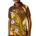 Personalized Hawthorn Hawks Kid Polo Shirt Polynesian Tribal Hawk Mascot With Hibiscus Flower Art