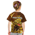 Personalized Hawthorn Hawks Kid T Shirt Polynesian Tribal Hawk Mascot With Hibiscus Flower Art