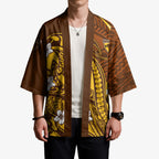 Personalized Hawthorn Hawks Kimono Polynesian Tribal Hawk Mascot With Hibiscus Flower Art