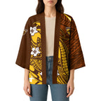Personalized Hawthorn Hawks Kimono Polynesian Tribal Hawk Mascot With Hibiscus Flower Art