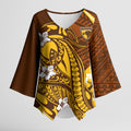 Personalized Hawthorn Hawks Kimono Sleeve Blouse Polynesian Tribal Hawk Mascot With Hibiscus Flower Art