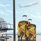 Personalized Hawthorn Hawks Luggage Cover Polynesian Tribal Hawk Mascot With Hibiscus Flower Art