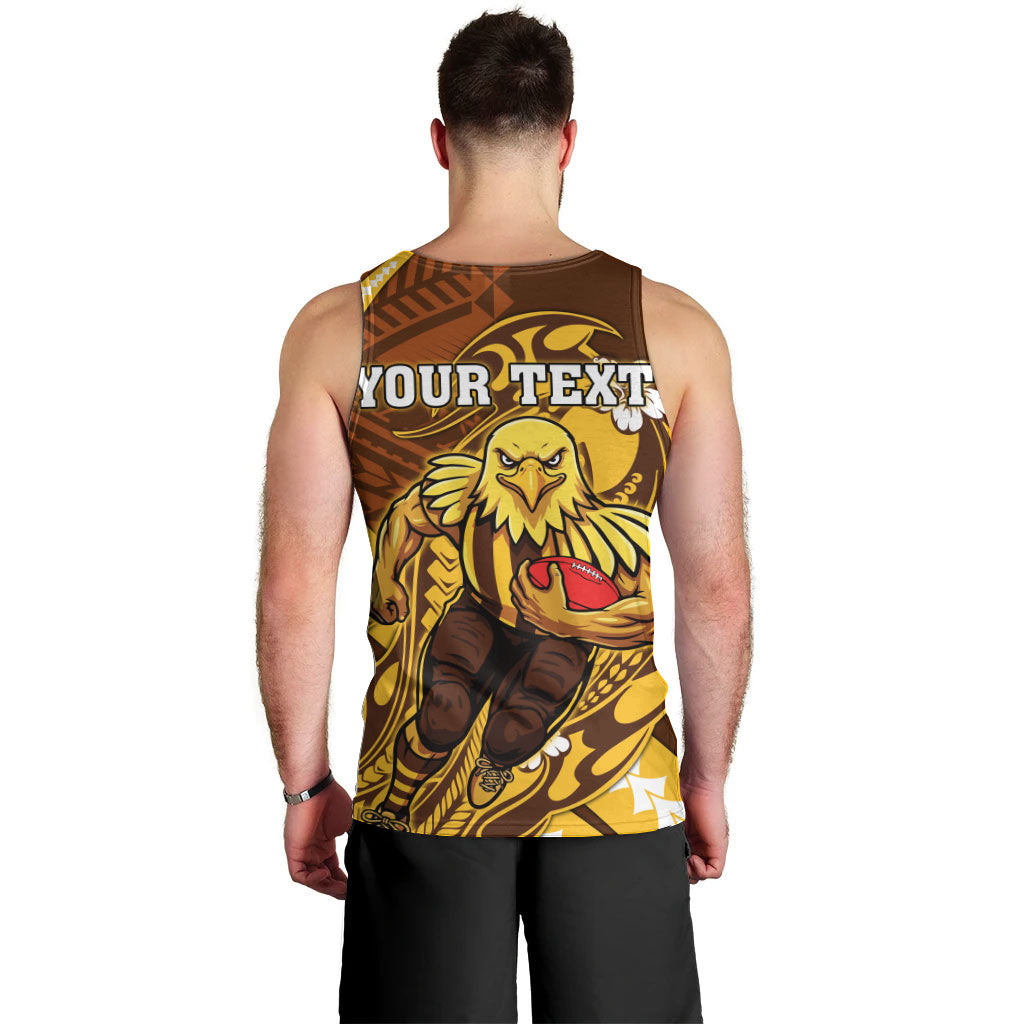 Personalized Hawthorn Hawks Men Tank Top Polynesian Tribal Hawk Mascot With Hibiscus Flower Art