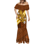 Personalized Hawthorn Hawks Mermaid Dress Polynesian Tribal Hawk Mascot With Hibiscus Flower Art
