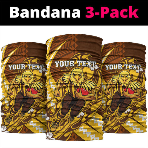 Personalized Hawthorn Hawks Neck Gaiter Polynesian Tribal Hawk Mascot With Hibiscus Flower Art