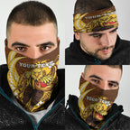 Personalized Hawthorn Hawks Neck Gaiter Polynesian Tribal Hawk Mascot With Hibiscus Flower Art