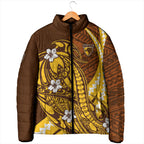 Personalized Hawthorn Hawks Padded Jacket Polynesian Tribal Hawk Mascot With Hibiscus Flower Art