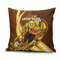 Personalized Hawthorn Hawks Pillow Cover Polynesian Tribal Hawk Mascot With Hibiscus Flower Art