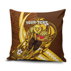 Personalized Hawthorn Hawks Pillow Cover Polynesian Tribal Hawk Mascot With Hibiscus Flower Art