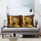 Personalized Hawthorn Hawks Pillow Cover Polynesian Tribal Hawk Mascot With Hibiscus Flower Art