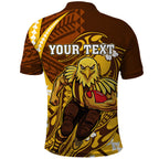 Personalized Hawthorn Hawks Polo Shirt Polynesian Tribal Hawk Mascot With Hibiscus Flower Art