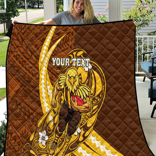 Personalized Hawthorn Hawks Quilt Polynesian Tribal Hawk Mascot With Hibiscus Flower Art