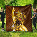Personalized Hawthorn Hawks Quilt Polynesian Tribal Hawk Mascot With Hibiscus Flower Art