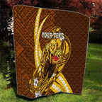 Personalized Hawthorn Hawks Quilt Polynesian Tribal Hawk Mascot With Hibiscus Flower Art