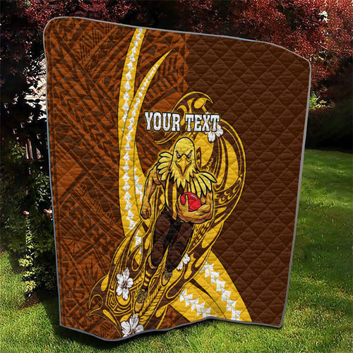 Personalized Hawthorn Hawks Quilt Polynesian Tribal Hawk Mascot With Hibiscus Flower Art