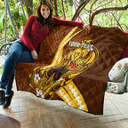 Personalized Hawthorn Hawks Quilt Polynesian Tribal Hawk Mascot With Hibiscus Flower Art