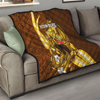 Personalized Hawthorn Hawks Quilt Polynesian Tribal Hawk Mascot With Hibiscus Flower Art