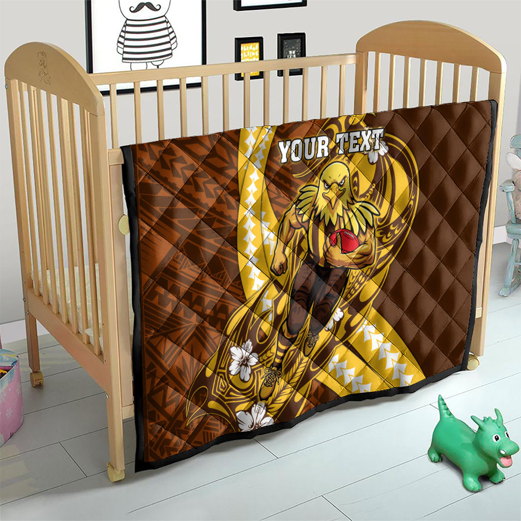 Personalized Hawthorn Hawks Quilt Polynesian Tribal Hawk Mascot With Hibiscus Flower Art