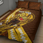 Personalized Hawthorn Hawks Quilt Bed Set Polynesian Tribal Hawk Mascot With Hibiscus Flower Art