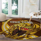 Personalized Hawthorn Hawks Round Carpet Polynesian Tribal Hawk Mascot With Hibiscus Flower Art