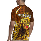 Personalized Hawthorn Hawks Rugby Jersey Polynesian Tribal Hawk Mascot With Hibiscus Flower Art