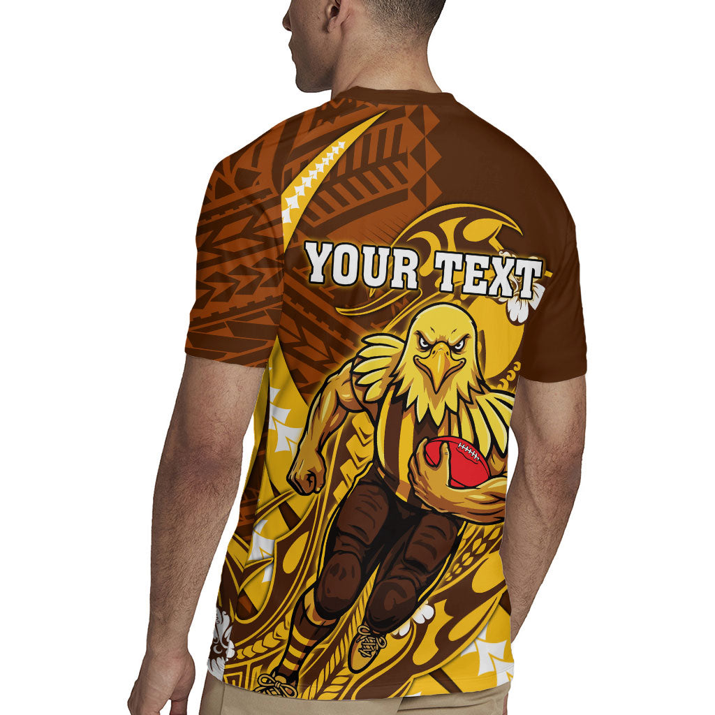 Personalized Hawthorn Hawks Rugby Jersey Polynesian Tribal Hawk Mascot With Hibiscus Flower Art