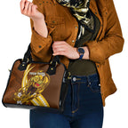 Personalized Hawthorn Hawks Shoulder Handbag Polynesian Tribal Hawk Mascot With Hibiscus Flower Art