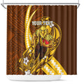 Personalized Hawthorn Hawks Shower Curtain Polynesian Tribal Hawk Mascot With Hibiscus Flower Art