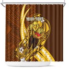 Personalized Hawthorn Hawks Shower Curtain Polynesian Tribal Hawk Mascot With Hibiscus Flower Art