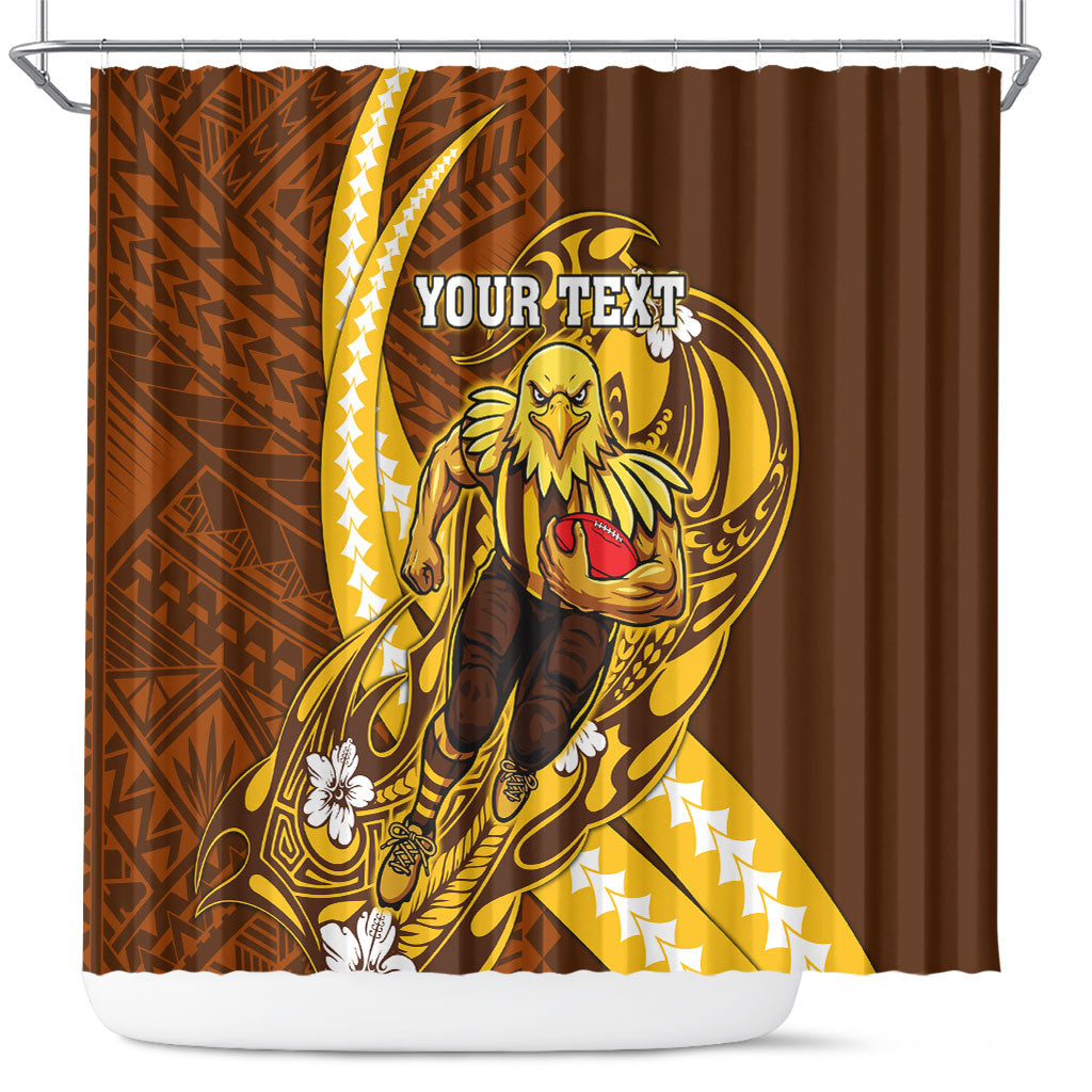 Personalized Hawthorn Hawks Shower Curtain Polynesian Tribal Hawk Mascot With Hibiscus Flower Art