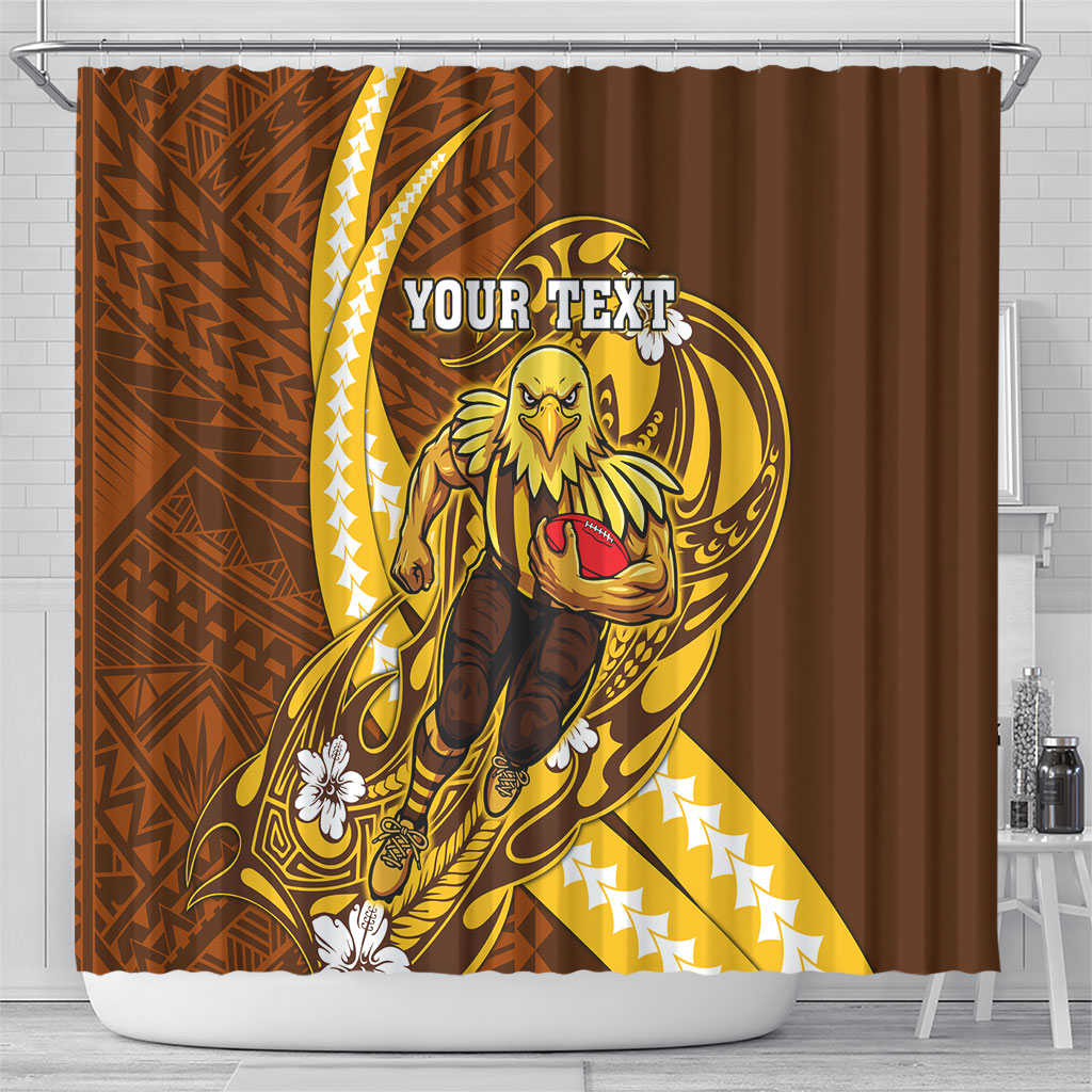 Personalized Hawthorn Hawks Shower Curtain Polynesian Tribal Hawk Mascot With Hibiscus Flower Art