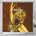 Personalized Hawthorn Hawks Shower Curtain Polynesian Tribal Hawk Mascot With Hibiscus Flower Art