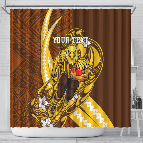 Personalized Hawthorn Hawks Shower Curtain Polynesian Tribal Hawk Mascot With Hibiscus Flower Art