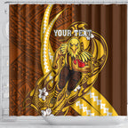 Personalized Hawthorn Hawks Shower Curtain Polynesian Tribal Hawk Mascot With Hibiscus Flower Art