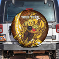 Personalized Hawthorn Hawks Spare Tire Cover Polynesian Tribal Hawk Mascot With Hibiscus Flower Art