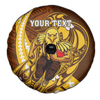 Personalized Hawthorn Hawks Spare Tire Cover Polynesian Tribal Hawk Mascot With Hibiscus Flower Art