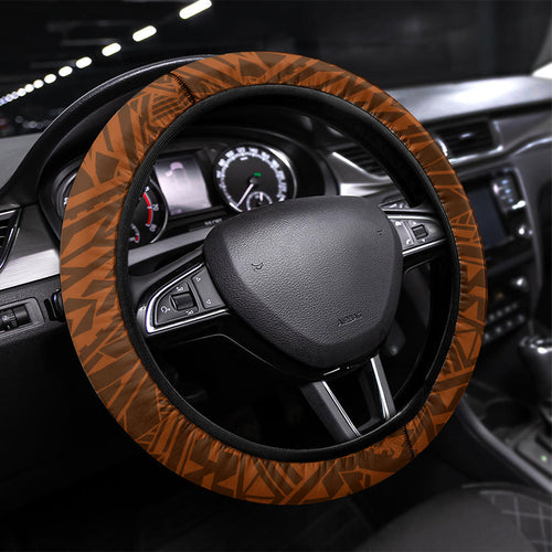 Hawthorn Hawks Steering Wheel Cover Polynesian Tribal Hawk Mascot With Hibiscus Flower Art