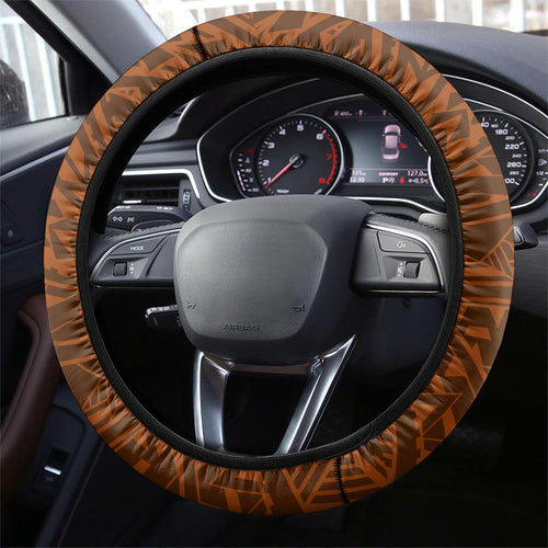 Hawthorn Hawks Steering Wheel Cover Polynesian Tribal Hawk Mascot With Hibiscus Flower Art