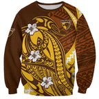 Personalized Hawthorn Hawks Sweatshirt Polynesian Tribal Hawk Mascot With Hibiscus Flower Art