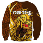 Personalized Hawthorn Hawks Sweatshirt Polynesian Tribal Hawk Mascot With Hibiscus Flower Art