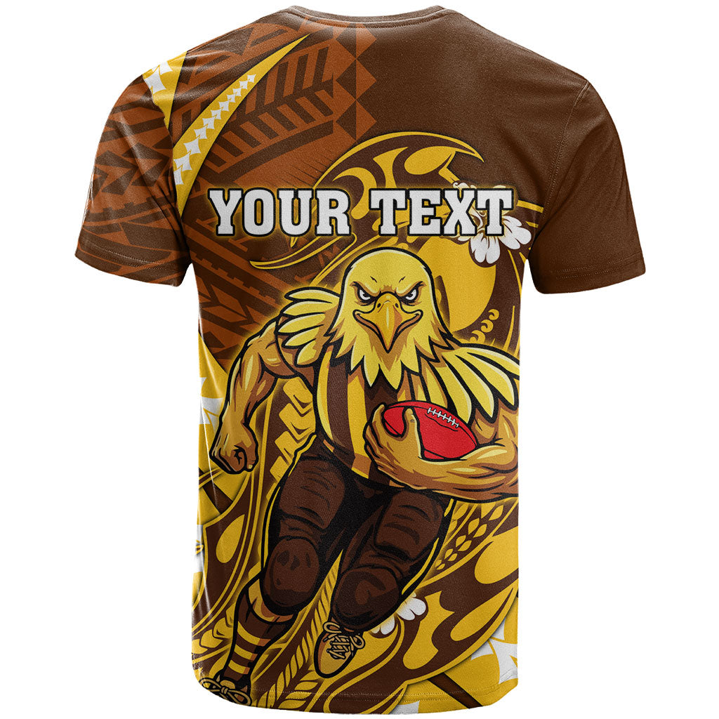 Personalized Hawthorn Hawks T Shirt Polynesian Tribal Hawk Mascot With Hibiscus Flower Art