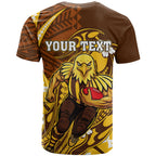 Personalized Hawthorn Hawks T Shirt Polynesian Tribal Hawk Mascot With Hibiscus Flower Art