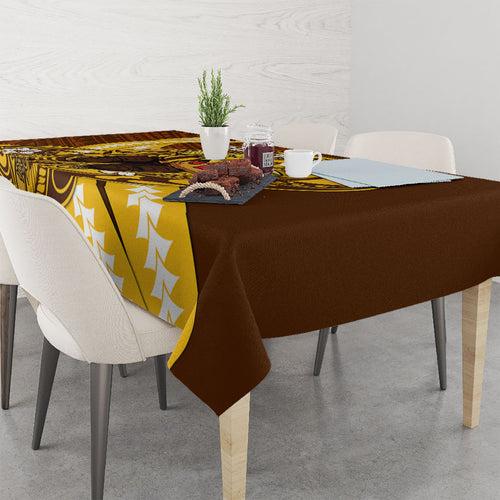 Personalized Hawthorn Hawks Tablecloth Polynesian Tribal Hawk Mascot With Hibiscus Flower Art