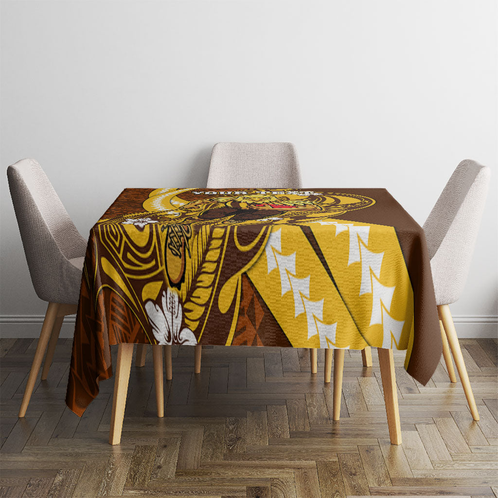 Personalized Hawthorn Hawks Tablecloth Polynesian Tribal Hawk Mascot With Hibiscus Flower Art