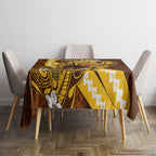Personalized Hawthorn Hawks Tablecloth Polynesian Tribal Hawk Mascot With Hibiscus Flower Art