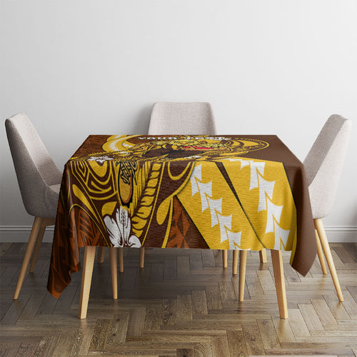 Personalized Hawthorn Hawks Tablecloth Polynesian Tribal Hawk Mascot With Hibiscus Flower Art