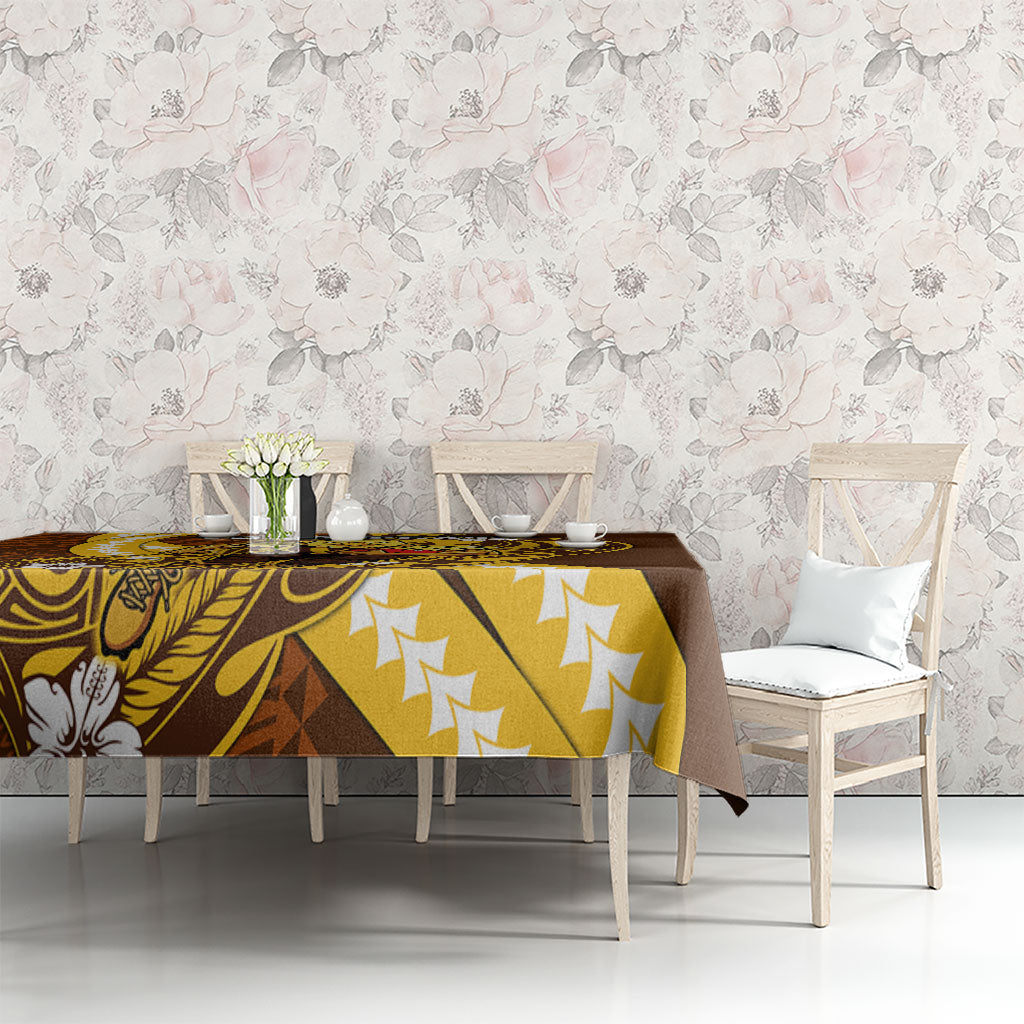 Personalized Hawthorn Hawks Tablecloth Polynesian Tribal Hawk Mascot With Hibiscus Flower Art