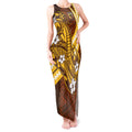 Personalized Hawthorn Hawks Tank Maxi Dress Polynesian Tribal Hawk Mascot With Hibiscus Flower Art