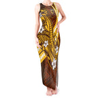 Personalized Hawthorn Hawks Tank Maxi Dress Polynesian Tribal Hawk Mascot With Hibiscus Flower Art