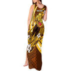 Personalized Hawthorn Hawks Tank Maxi Dress Polynesian Tribal Hawk Mascot With Hibiscus Flower Art